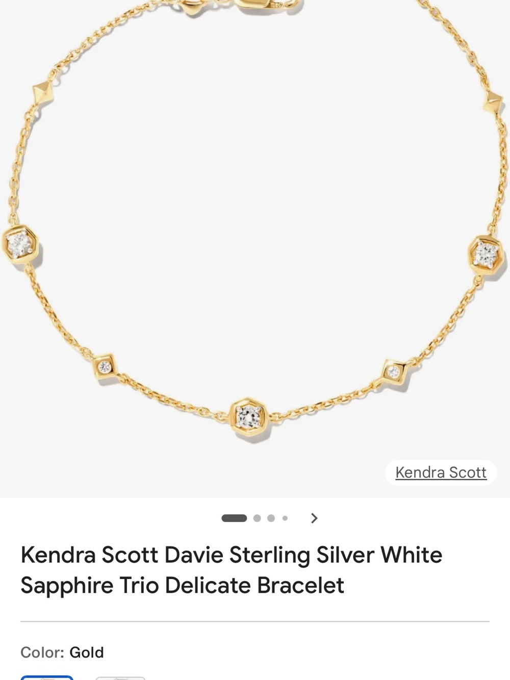Kendra Scott Gold Bracelet with White Stones